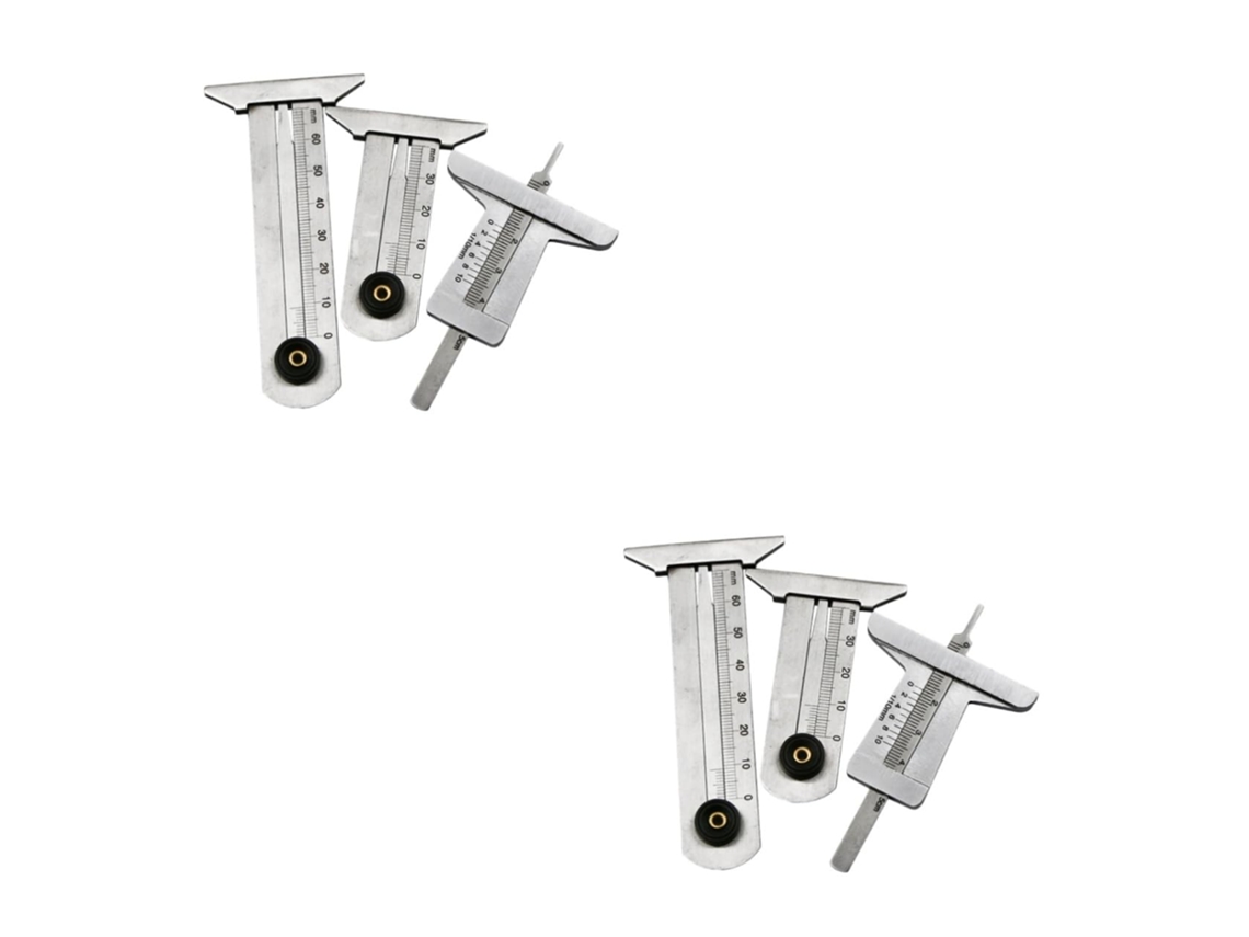 Conjunto De 2 Medidores Profundidade Sulco Pneus Em Aço Inoxidável,régua 0-30 Mm E 0-50