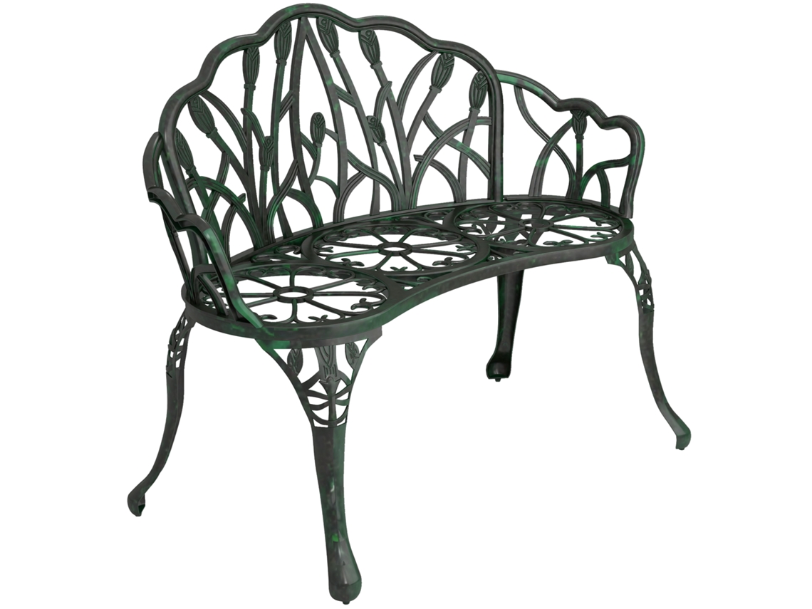 Banco de Jardim em Alumínio, 99x57x78cm, Verde | S/MARCA