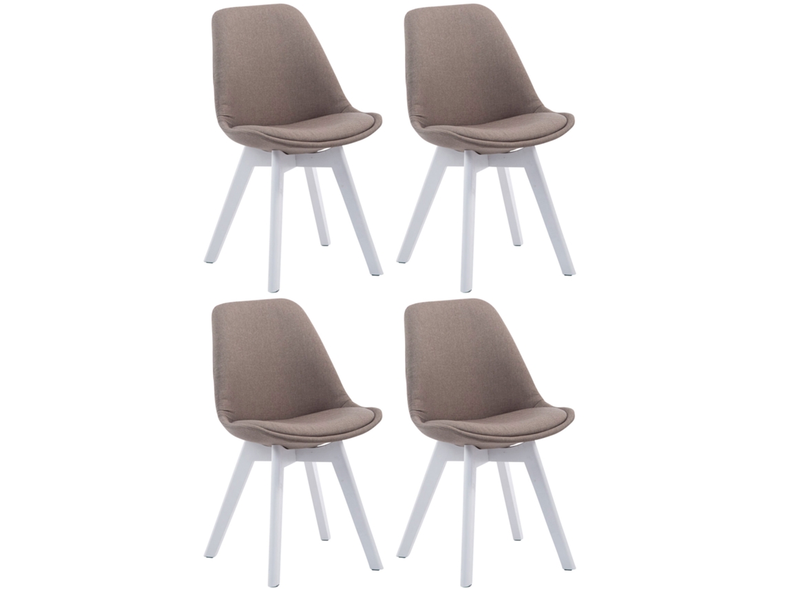 Conjunto de 4 cadeiras de visita em tecido Borneo V2 cinzento/branco CLP