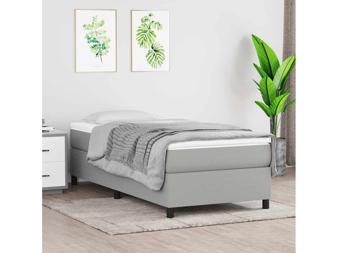 Vidaxl Estrutura De Cama Com Molas 100x200 Cm Tecido Cinzento-claro
