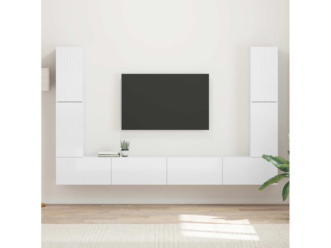 Vidaxl Conjunto De Móvel De Tv 8 Unid. Branco Brilhante
