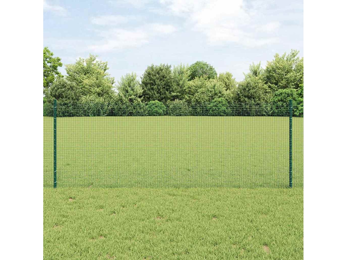 Vidaxl Cerca De Arame Soldado Com Postes 25 X 0,8 M Verde Malha