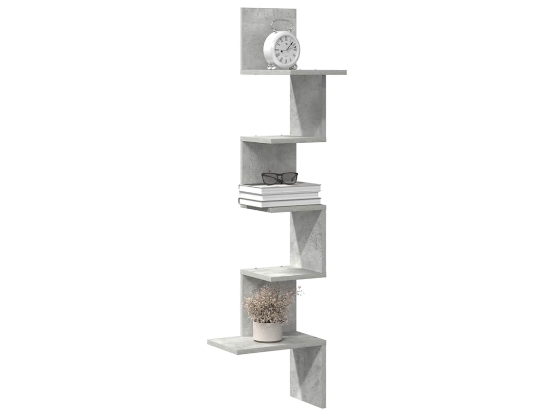 Vidaxl Estante Canto P/ Parede 32x32x127,5 Cm Contrap. Cinza-cimento