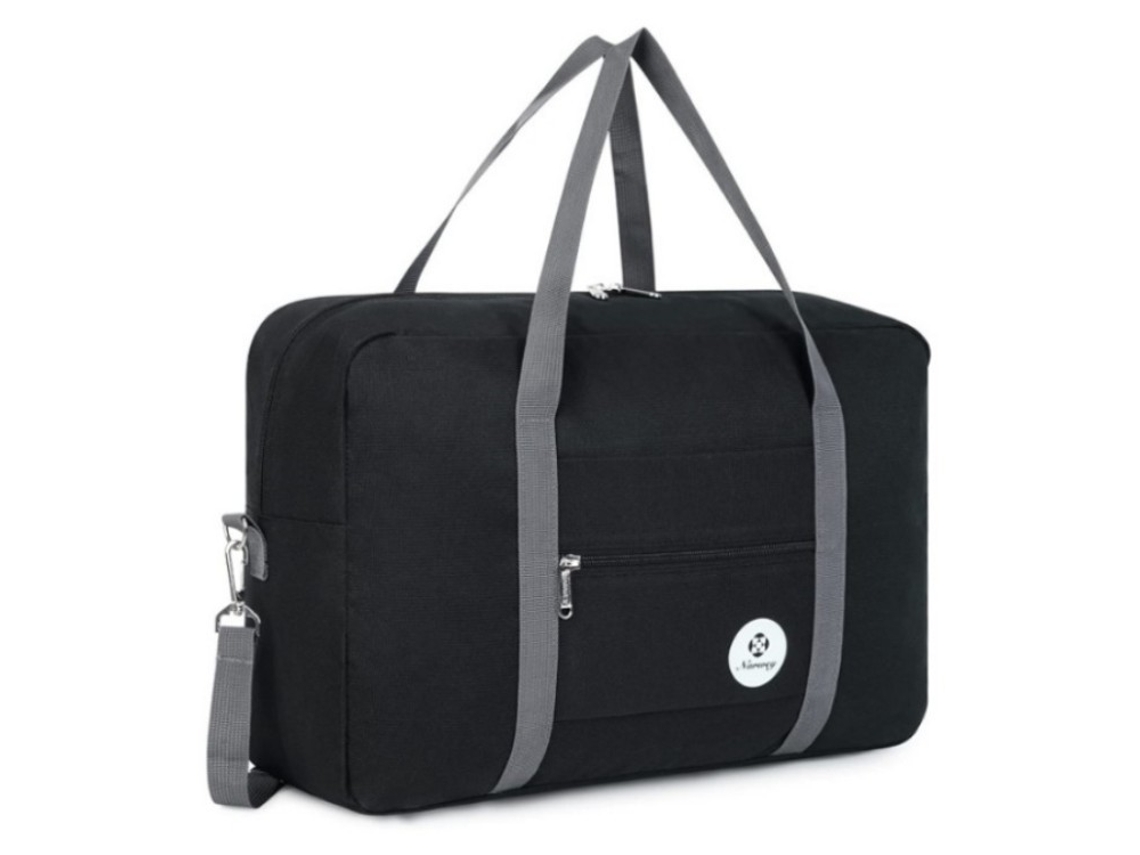Mala de Viagem Dobrável para Companhias Aéreas, Cabine Grande, Bolsa Dobrável, Lona, ​​bagagem Mão, Pernoite Mulheres e Homens AQUAFORGE (preta)
