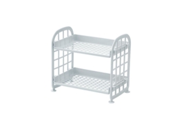 Estante Doble Baño Organizador De Maquillaje Estantes Plegables Almacenaje Cocina Gris