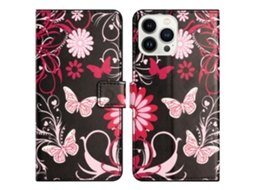 Capa Em Couro Pu Para Apple Iphone 16 Pro Max - Borboleta Negra