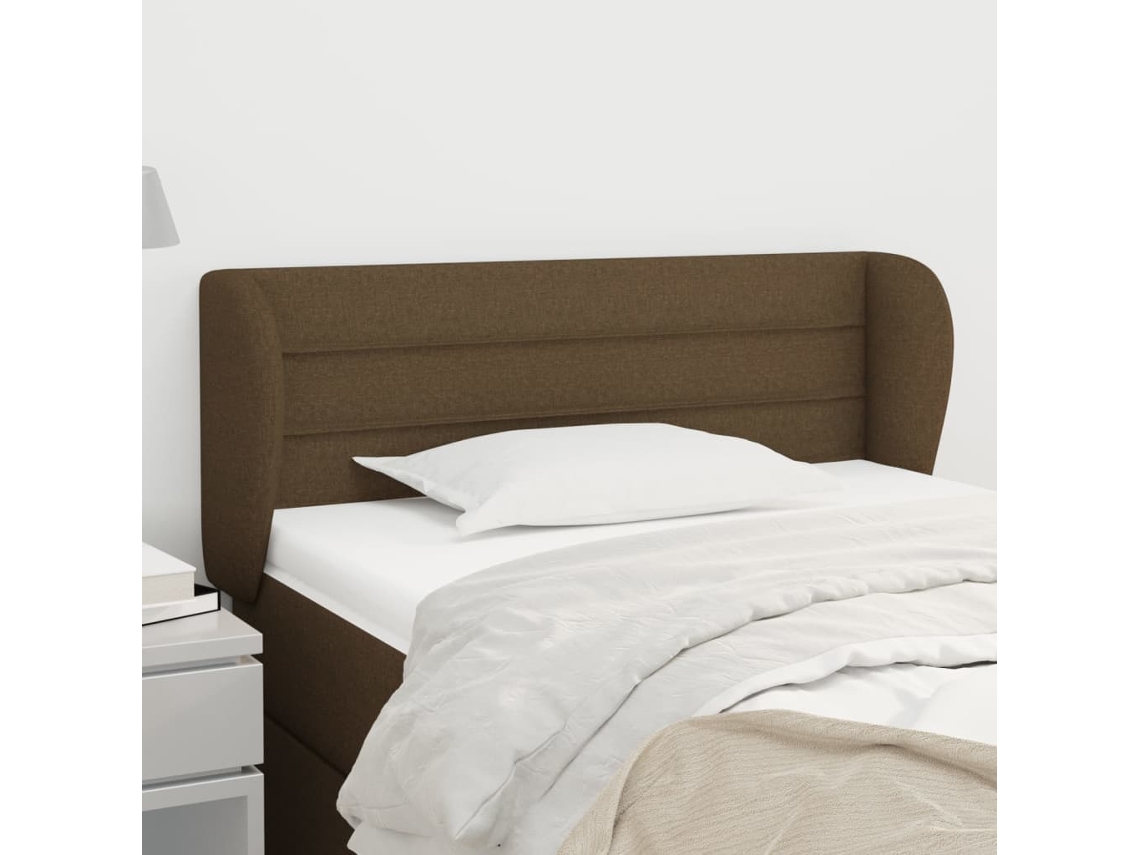 Vidaxl Cabeceira De Cama C/ Abas Tecido 83x23x78/88cm Castanho-escuro