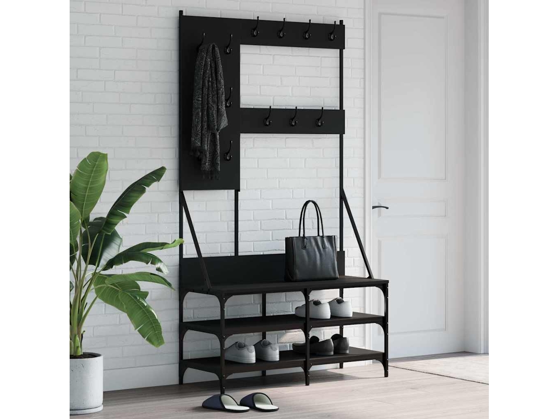 Vidaxl Bengaleiro C/ Arrumação De Calçado 100x40x184 Cm Preto