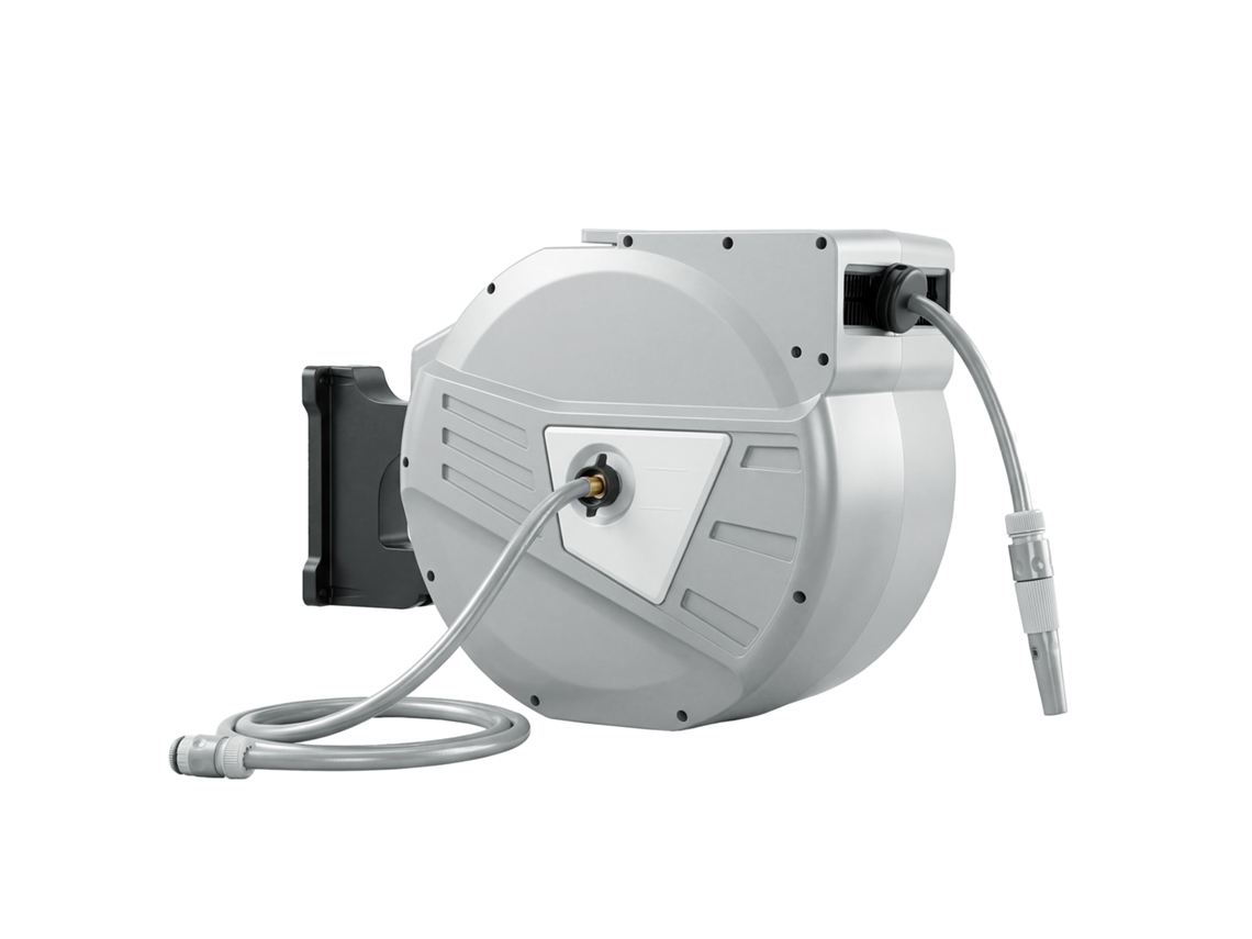 Carretel Mangueira Jardim Parede 40e X Retrátil Automático Com Giro180° - Cinzento 2m Ø15mm