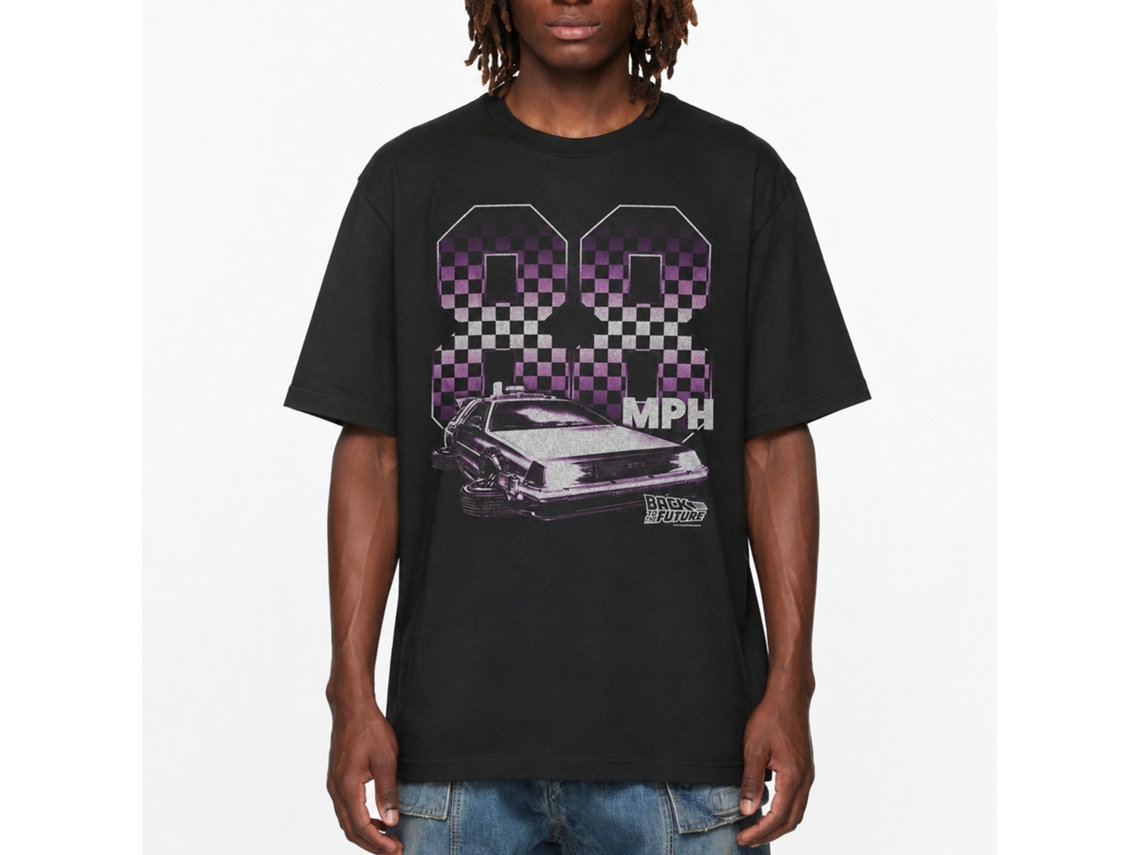 Rockinstone Back To The Future Movie '88 Checkers Solid Smoke Adult T-shirt Size:m