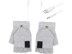Luvas Aquecidas Usb Sem Dedos, Cinza, Em Tecido Elástico, Um Par