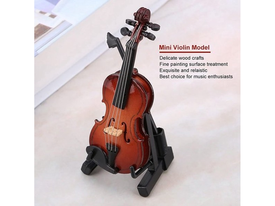 Instrumento Musical Miniatura De Madeira - Simulação De Violino - Decoração Para Sala De Estar - Acessórios Para Boneca - Adorno Elegante - Materiais