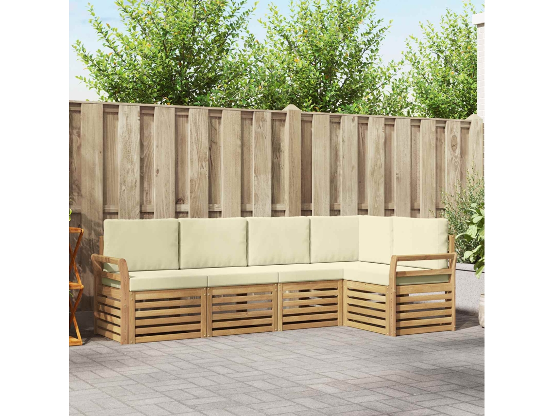 Vidaxl Conjunto De Sofás Para Exterior 5 Unid. Branco E Creme