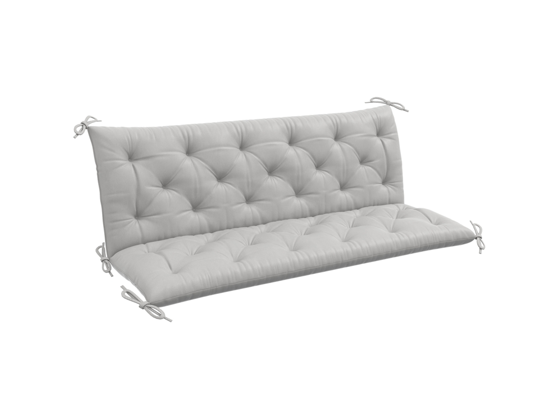 Almofada para banco BTFORUS 150x98x8cm, com fitas, para jardim, balanço, cinza claro