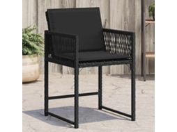 Vidaxl Cadeiras De Jardim Com Almofadões 4 Pcs Vime Pe Preto