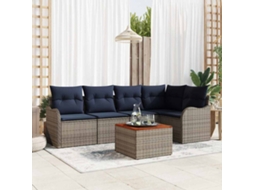 Vidaxl Conjunto De Sofá De Jardim 6 Unid. Cinzeto Vime Pe
