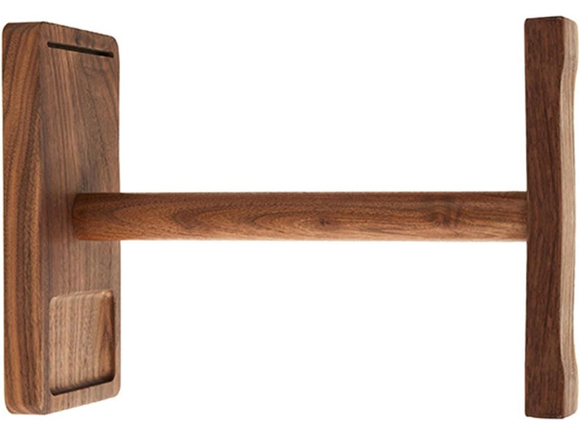 Suporte de madeira em formato de T para fone de ouvido, organizador de fone de ouvido gamer com acabamento rústico, suporte