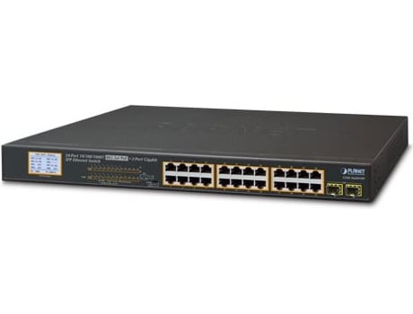 Switch GSW 2620VHP 24 x 10/100/1000 2 x Gigabit SFP Desktop Montável em Rack Poe (GSW 2620V Planet (POE)