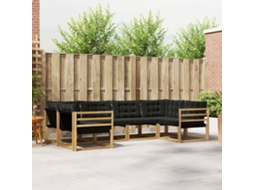 Vidaxl Conjunto De Sofás Para Exterior 6 Pcs Branco E Preto