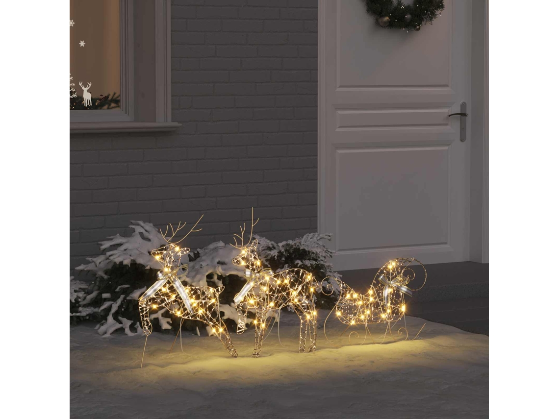Vidaxl Renard Led 3 Unid. 60 Led Branco Quente 44,5 X 18 X 66 Cm Pet