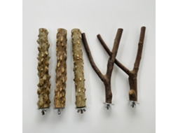 Conjunto de 5 Poleiros de Madeira Natural AQUAFORGE