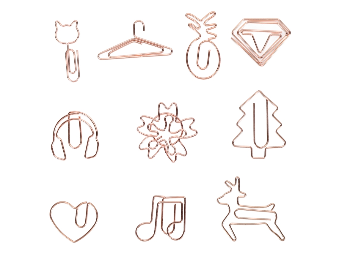 100 Clips Decorativos De Metal Dourado Rosa Com Formas Bonitas Para Escritório, Escola, Casa, Organizador De Documentos.