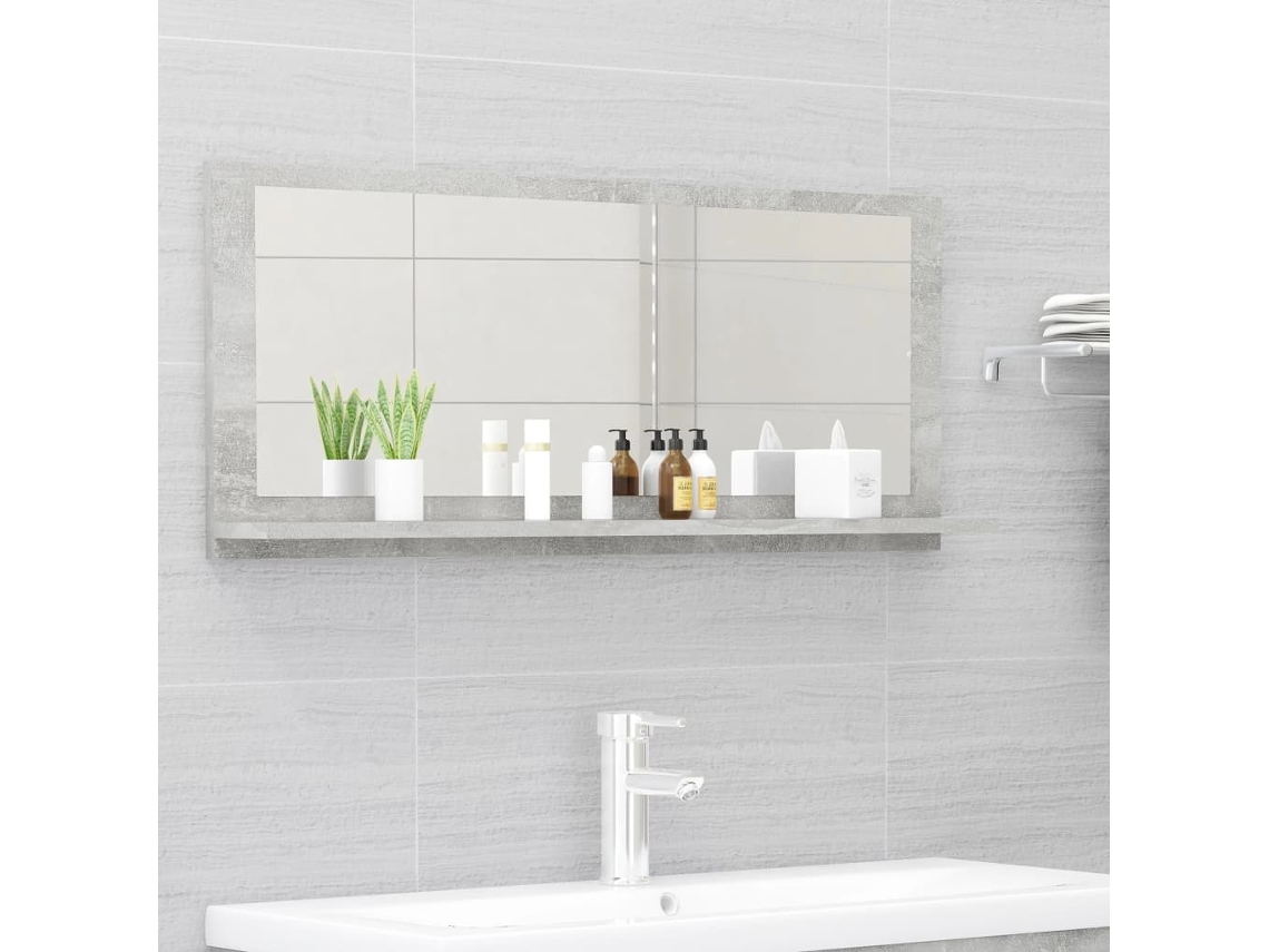 Vidaxl Espelho De Casa De Banho 90x10,5x37 Cm Contrapl. Cinza Cimento