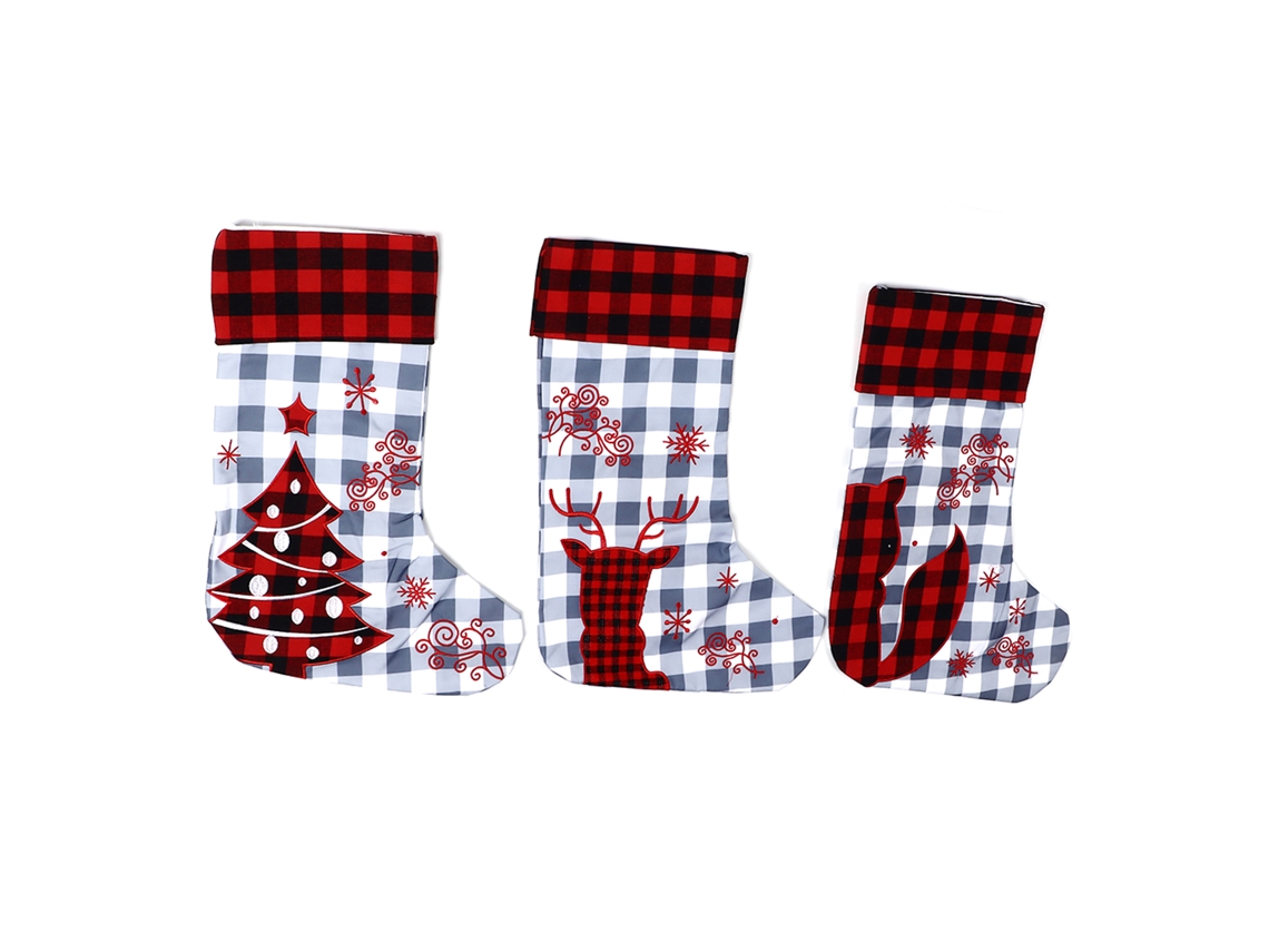Meias de Natal Cartoon Estampada Tricotada Decoração Familiar