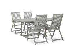Vidaxl Conjunto De Jantar De Jardim Com 5 Peças (150-200) X 100 Cm Em Madeira De Acácia Maciça Cinza
