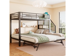 Beliche Metálico 90x200 com Cama Rebatível e Escada Preta
