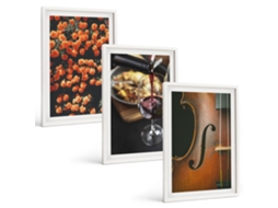 Conjunto De Pinturas Flores Vintage, Vinho, Violino Espelharte (3 Peças 40x60 Cm)