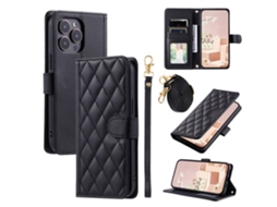 Capa Pega Para Iphone 15 Pro Pele Sintética Preto