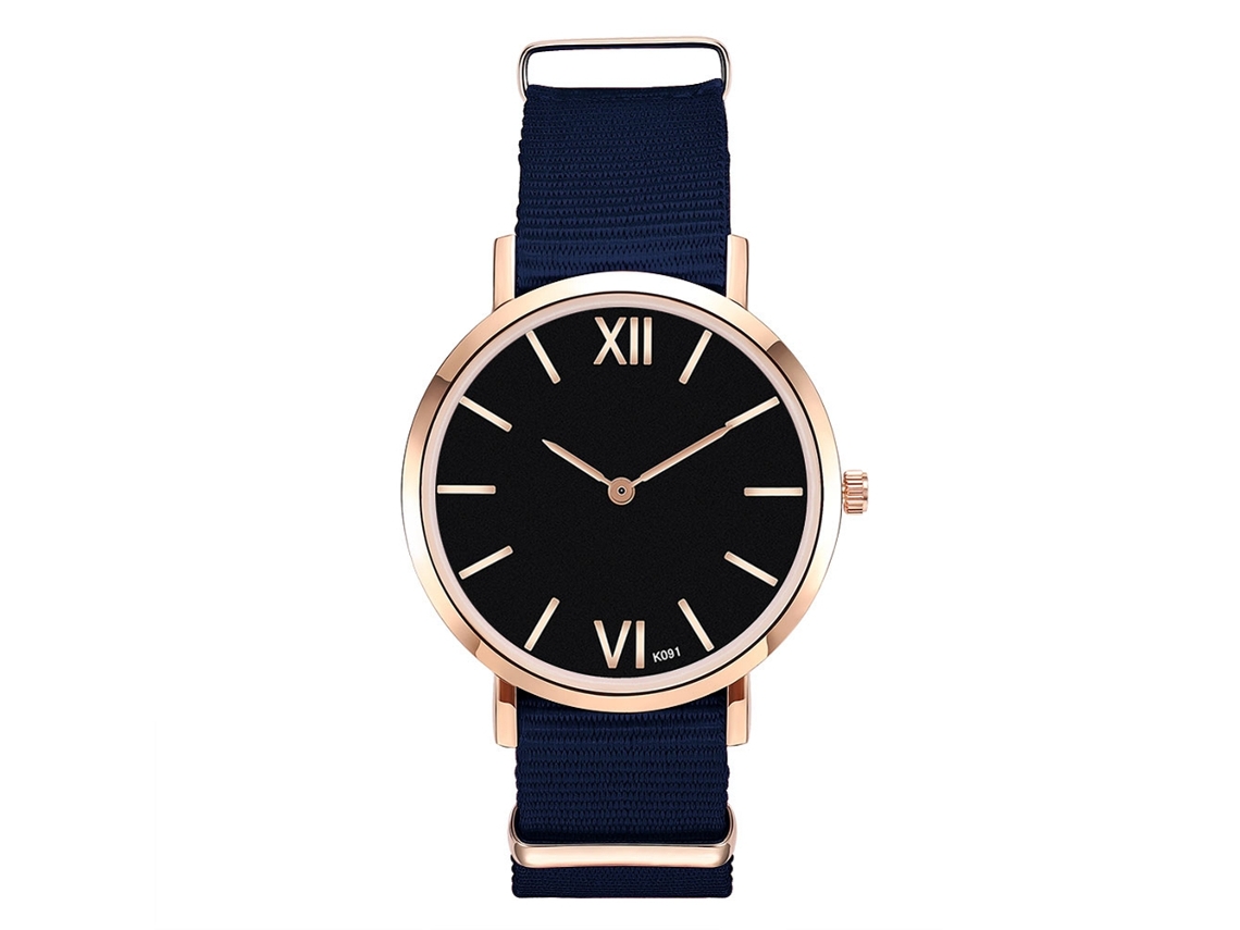 Reloj De Cuarzo Casual Unisex Con Correa De Nailon Dial Redondo Azul Real