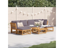 Vidaxl 7 Pcs Conjunto Lounge Jardim C/almofadões Madeira Maciça Acácia