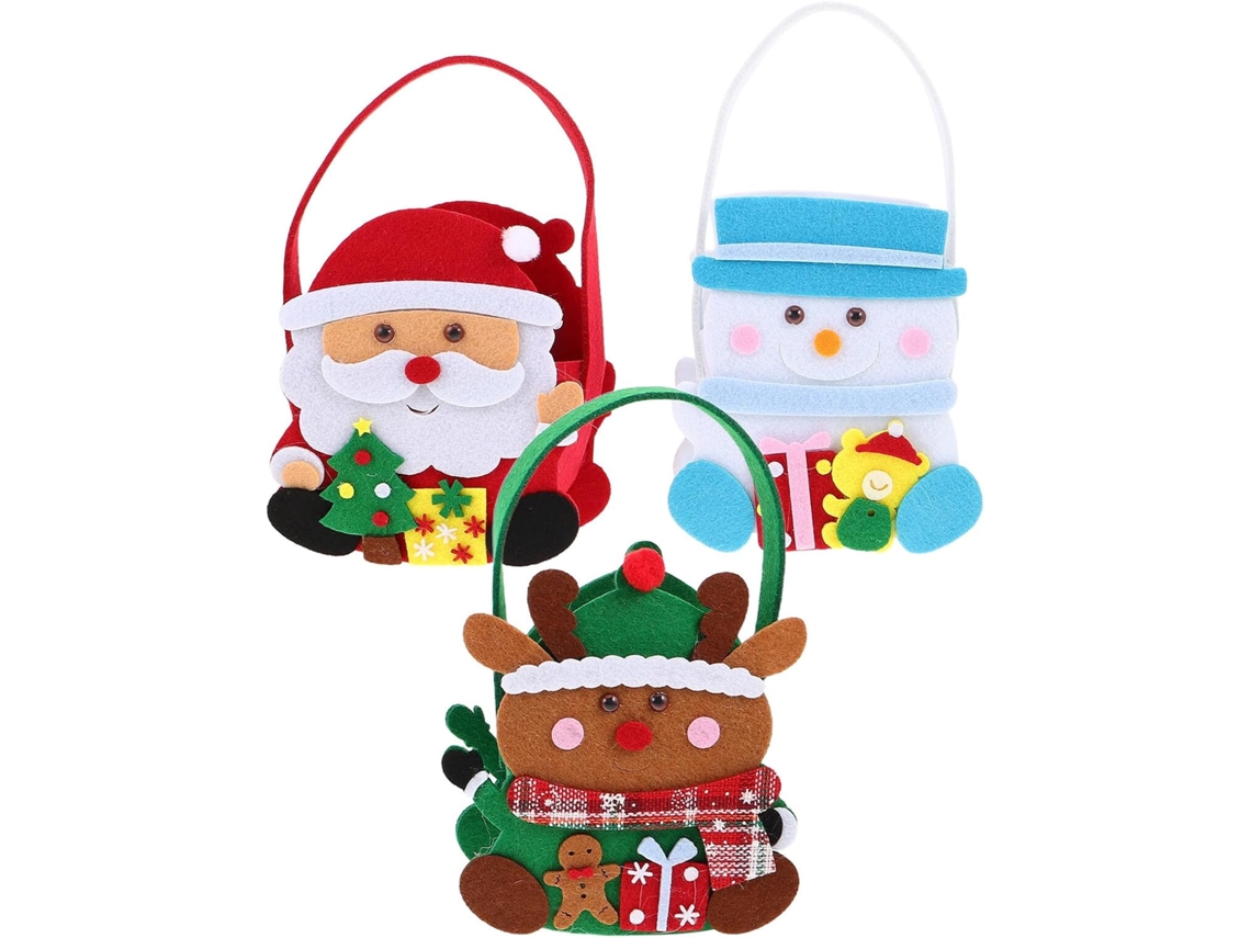 Conjunto De 3 Sacolas De Presente De Natal Com Alças, Reutilizáveis Para Doces