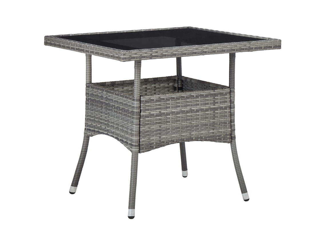 Vidaxl Mesa De Jantar Para Exterior Vime Pe E Vidro Cinzento