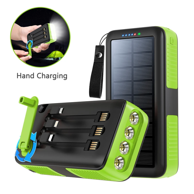 Carregador Solar 20000mah, Manivela, Carregamento Rápido 22,5w MDUG Laranja PONTOCASA