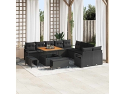 Vidaxl Conjunto De Sofá De Jardim 13 Unid. Preto Vime Pe