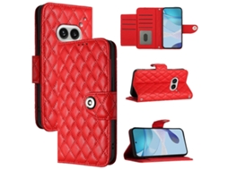Capa De Celular Flip Em Couro Com Textura Rômbica E Cordão Para Nothing Phone 2a