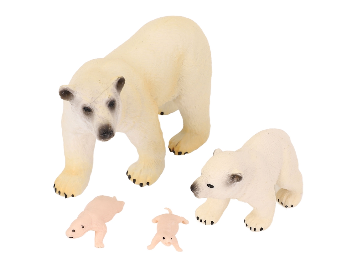 Mali 4 Peças Estátua Urso Polar Ciclo Crescimento Figura Animal Selvagem Pvc Decorativa