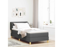 Vidaxl Cama Box Com Cabeceira Cinzento Escuro 90 X 190 Cm Tecido