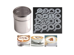 Conjunto De 16 Stencils Cacau – Acessórios Café – Decoração Bebidas – Aço Inoxidável – Prata
