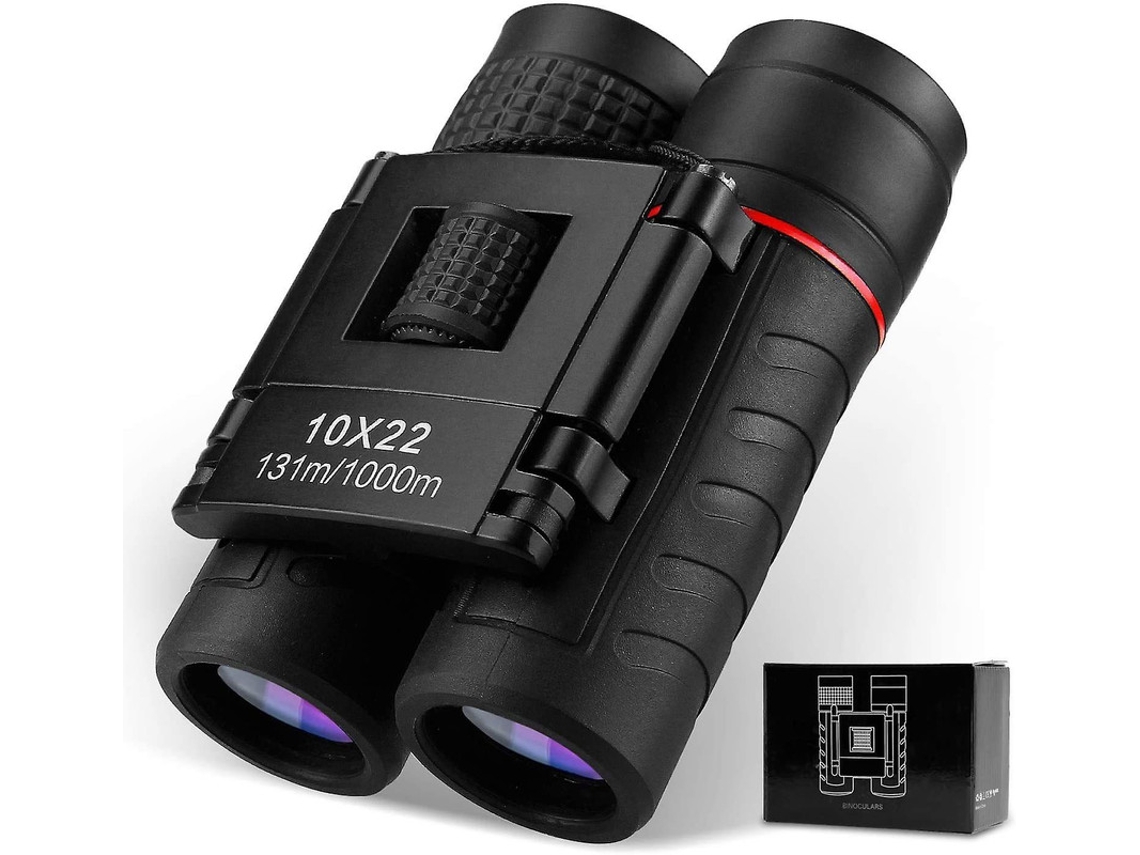 Binóculos Mini Compactos Dobráveis 10x22 Ip68 Bolsa Transporte Observação Pássaros Caminhadas Caça Passeios Turísticos Preto Bestvite