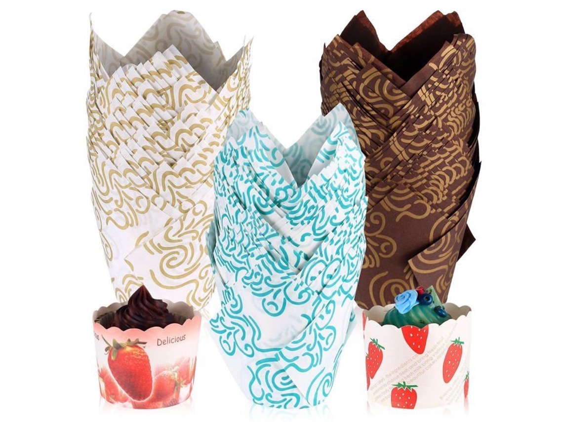 Conjunto De 150 Forminhas De Papel Para Muffins E Cupcakes, Formato Tulipa, Para Assar E Apresentar Sobremesas Em Festas E Eventos