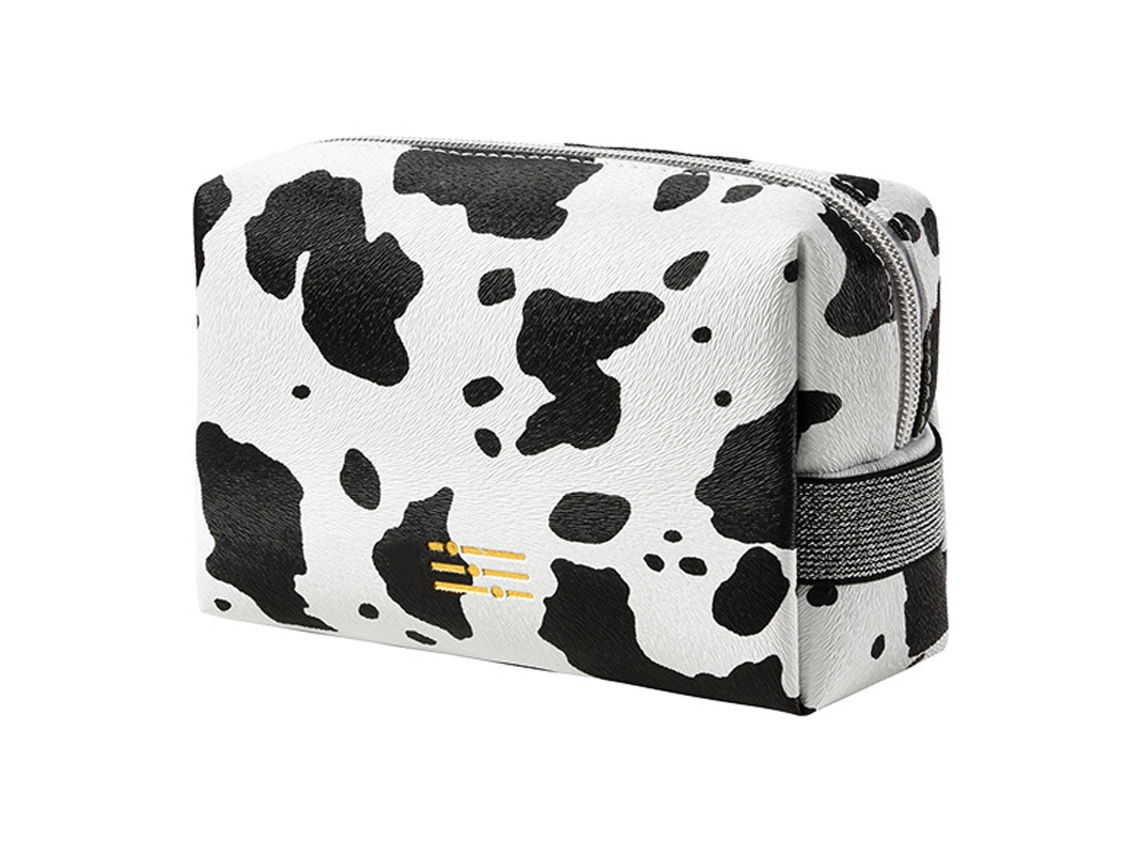 Bolsa de Maquiagem Portátil Estampa de Vaca À Prova D'água