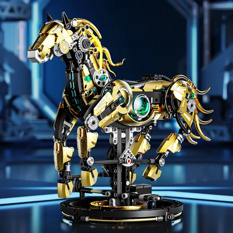 Cavalo Mecânico de Brinquedo para Montar com Manivela, Brinquedo Educativo Stem para Meninos, Kit de Montagem Manual MDUG