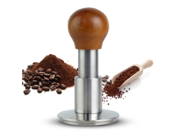 Pisador de café impacto 58.5mm, pressão ajustável 30lbs, nivelador de pó, com feedback sonoro, aço inox 304