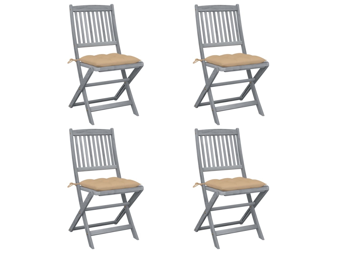Folding Chair, Folding Chairs Vidaxl Bege Madeira De Acácia (n/a)
