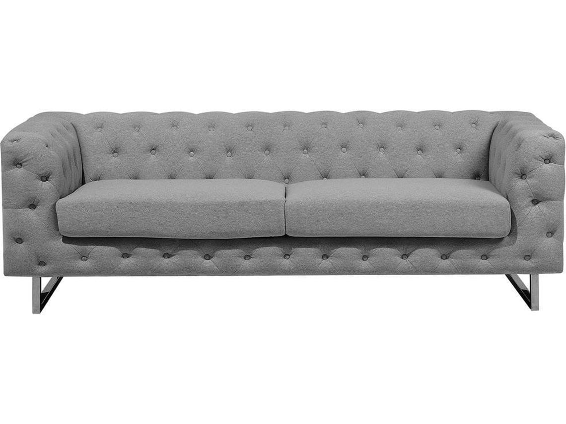 Sofá BELIANI Vissland (Cinzento Poliéster Lugares 3) Worten.pt