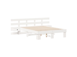 Conjunto 1 Cama De Plataforma Vidaxl Branco Madeira De Pinho Maciça (135 X 190 Cm)
